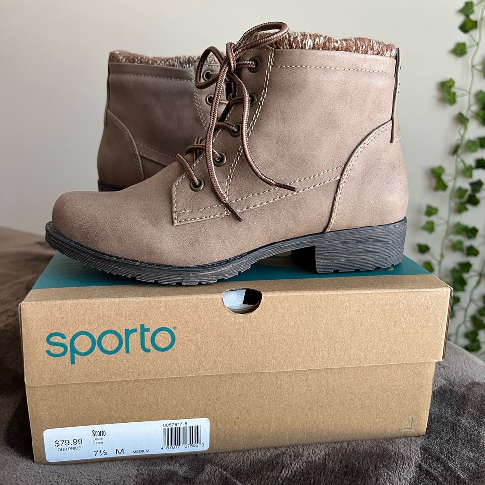 SPORTO Leslie Stone/Brown Casual Ankle Boots Size Women’s 7.5